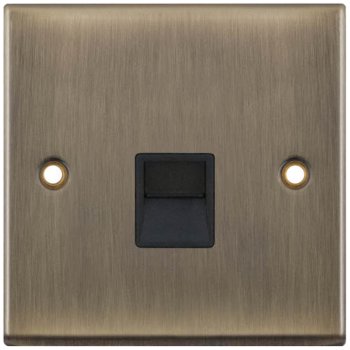 Selectric 7M-Pro Antique Brass 1 Gang Telephone Master Socket with Black Insert