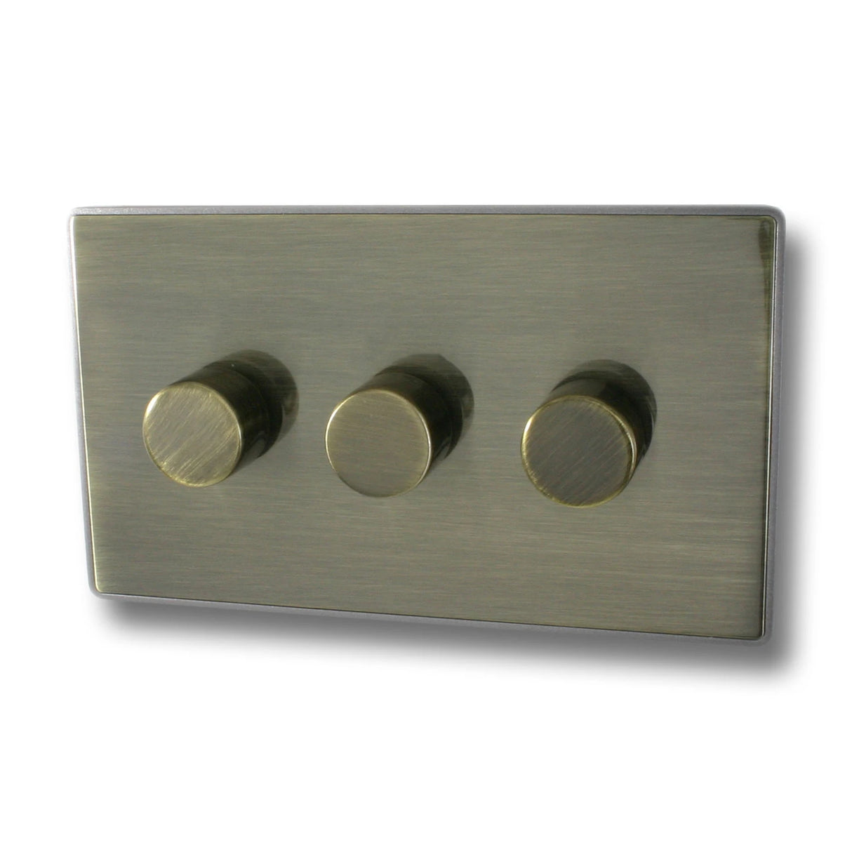 Caradok Screwless Antique Brass LED 3 Gang Dimmer Switch