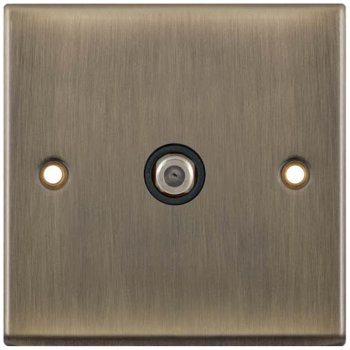 Selectric 7M-Pro Antique Brass 1 Gang Satellite Socket with Black Insert