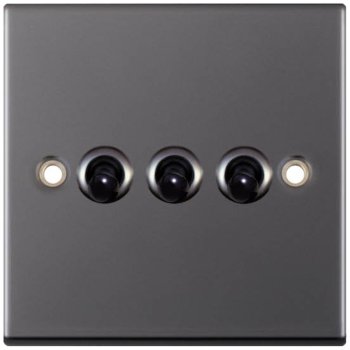 Selectric 5M Black Nickel 3 Gang 10A 2 Way Toggle Switch