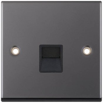 Selectric 7M-Pro Black Nickel 1 Gang Telephone Secondary Socket with Black Insert