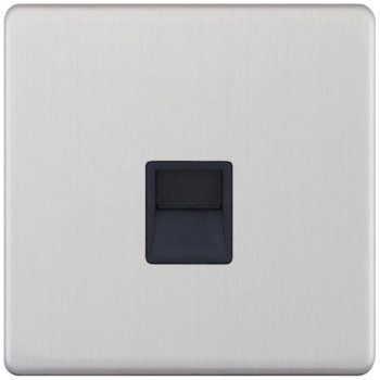 Selectric 5M-Plus Satin Chrome 1 Gang Telephone Master Socket with Black Insert