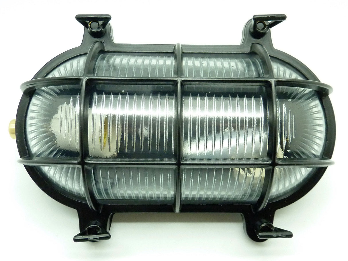 09014 Solid Brass Bulkhead Standard Large 120mm x 225mm - Black - Lampfix - Sparks Warehouse