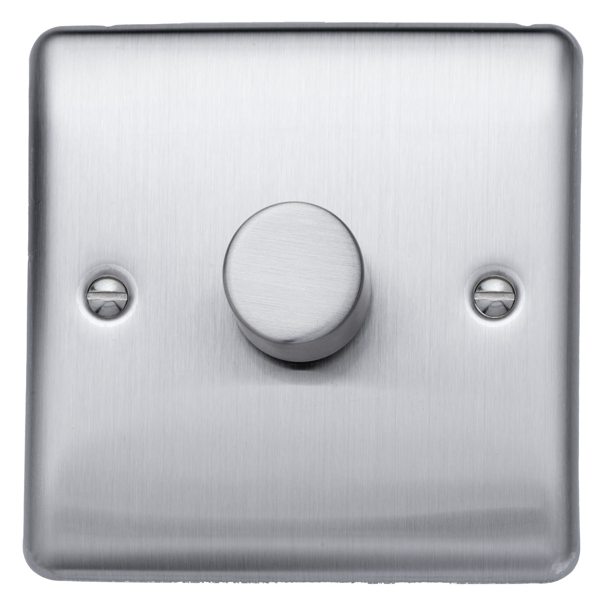 Caradok 400W 1gang 2way dimmer switch Brushed Chrome, Metal Switch, Grey Insert - Caradok