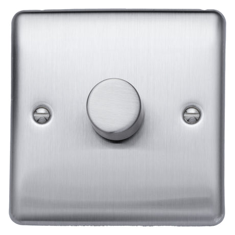 Caradok 400W 1gang 2way dimmer switch Brushed Chrome, Metal Switch, Grey Insert - Caradok