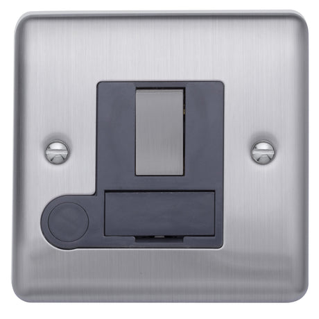 Caradok 13A switched FCU’s Brushed Chrome, Metal Switch, Grey Insert - Caradok