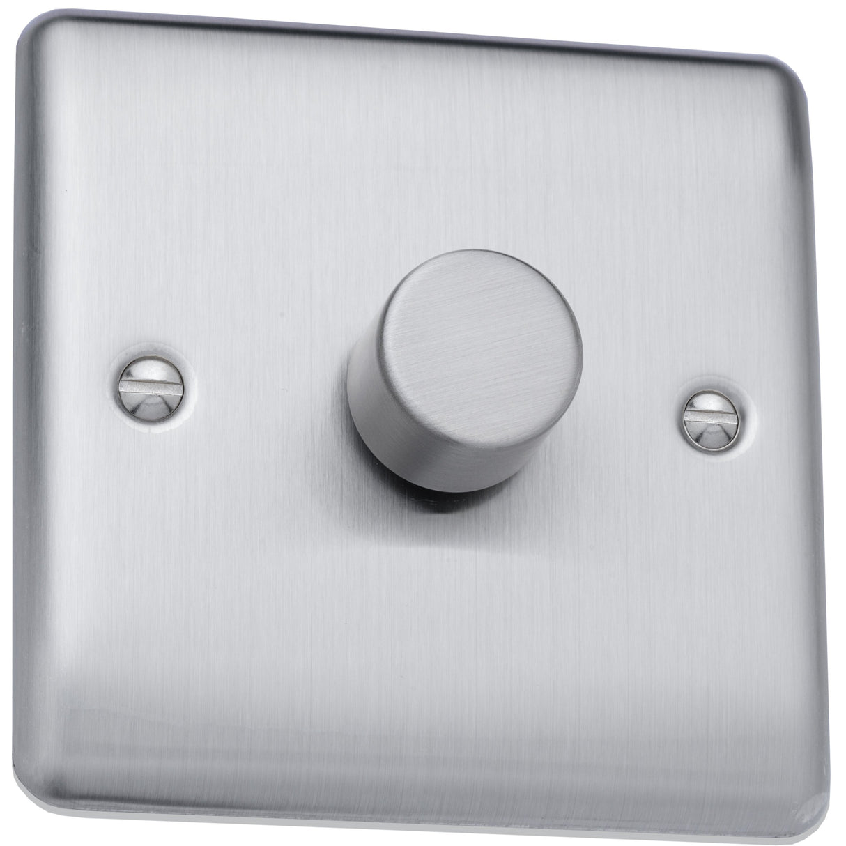 Caradok 400W 1gang 2way dimmer switch Brushed Chrome, Metal Switch, Grey Insert - Caradok