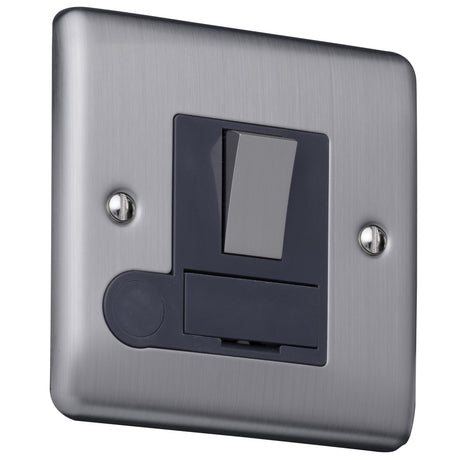 Caradok 13A switched FCU’s Brushed Chrome, Metal Switch, Grey Insert - Caradok