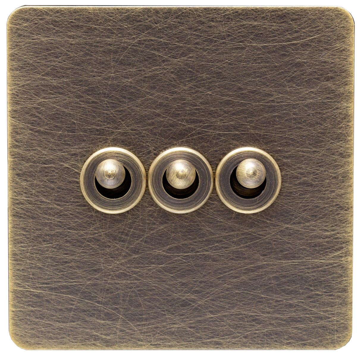 Screwless Antique Brass Toggle Switch - 3 Gang - The Georgian - Caradok