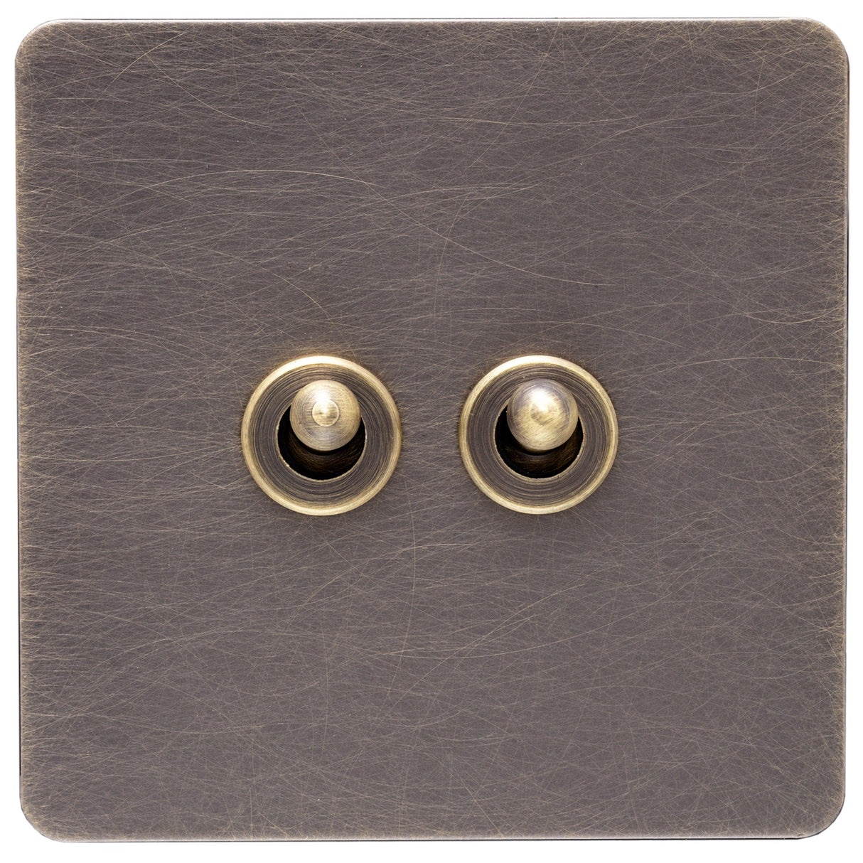 Screwless Antique Brass Toggle Switch - 2 Gang - The Georgian - Caradok