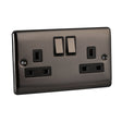 Caradok 2 Gang Double Pole switched socket - Black Nickel - Caradok