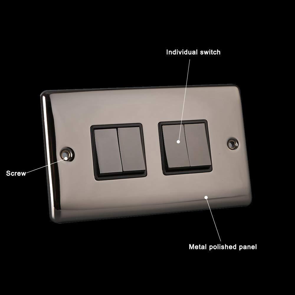 Caradok 4 Gang 2 Way Light Switch - Black Nickel - Caradok