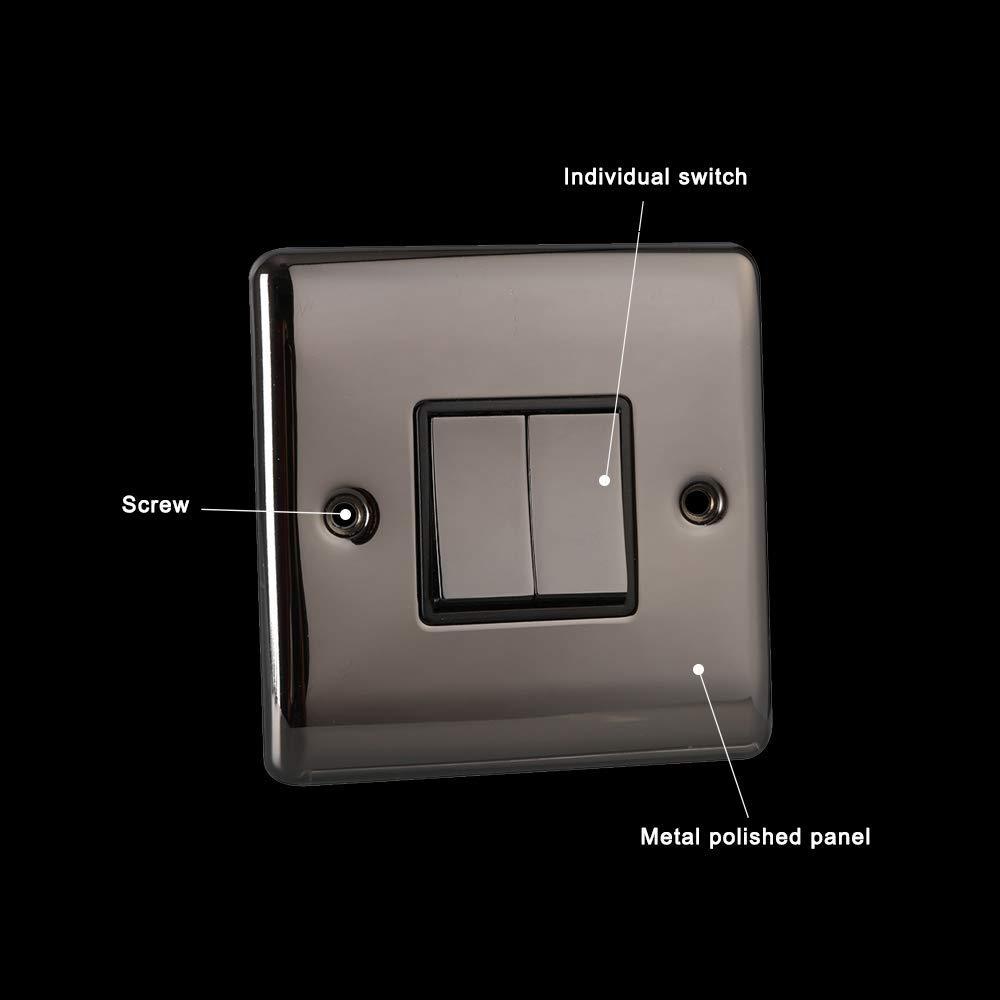 Caradok 2 Gang 2 Way Light Switch - Black Nickel - Caradok
