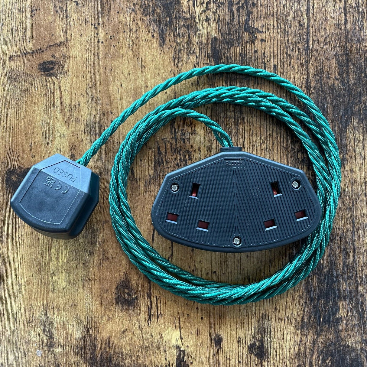 Coloured Fabric Decorative Extension Lead - Twisted Flex