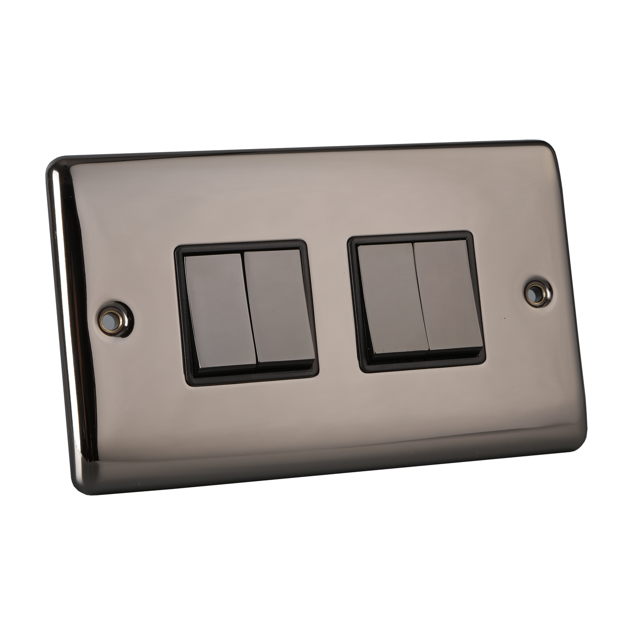 Caradok 4 Gang 2 Way Light Switch - Black Nickel - Caradok