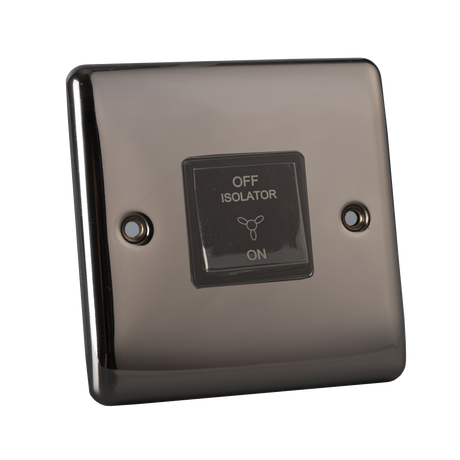 Caradok 1 gang 1 way 3-pole fan switch Black Nickel, Metal Switch - Caradok