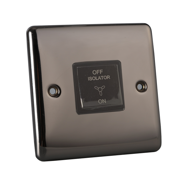 Caradok 1 gang 1 way 3-pole fan switch Black Nickel, Metal Switch - Caradok