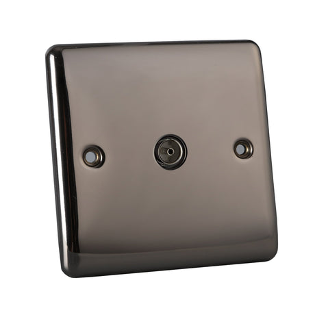 Caradok 1 Gang Co Axial Socket - Black Nickel - Caradok