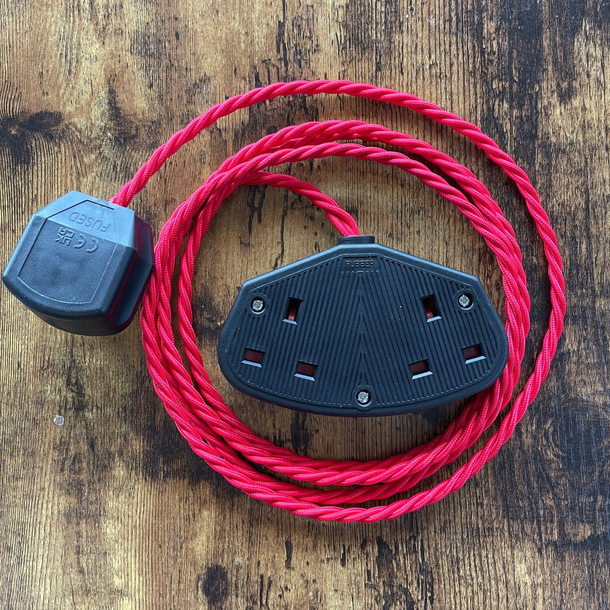 Coloured Fabric Decorative Extension Lead - Twisted Flex