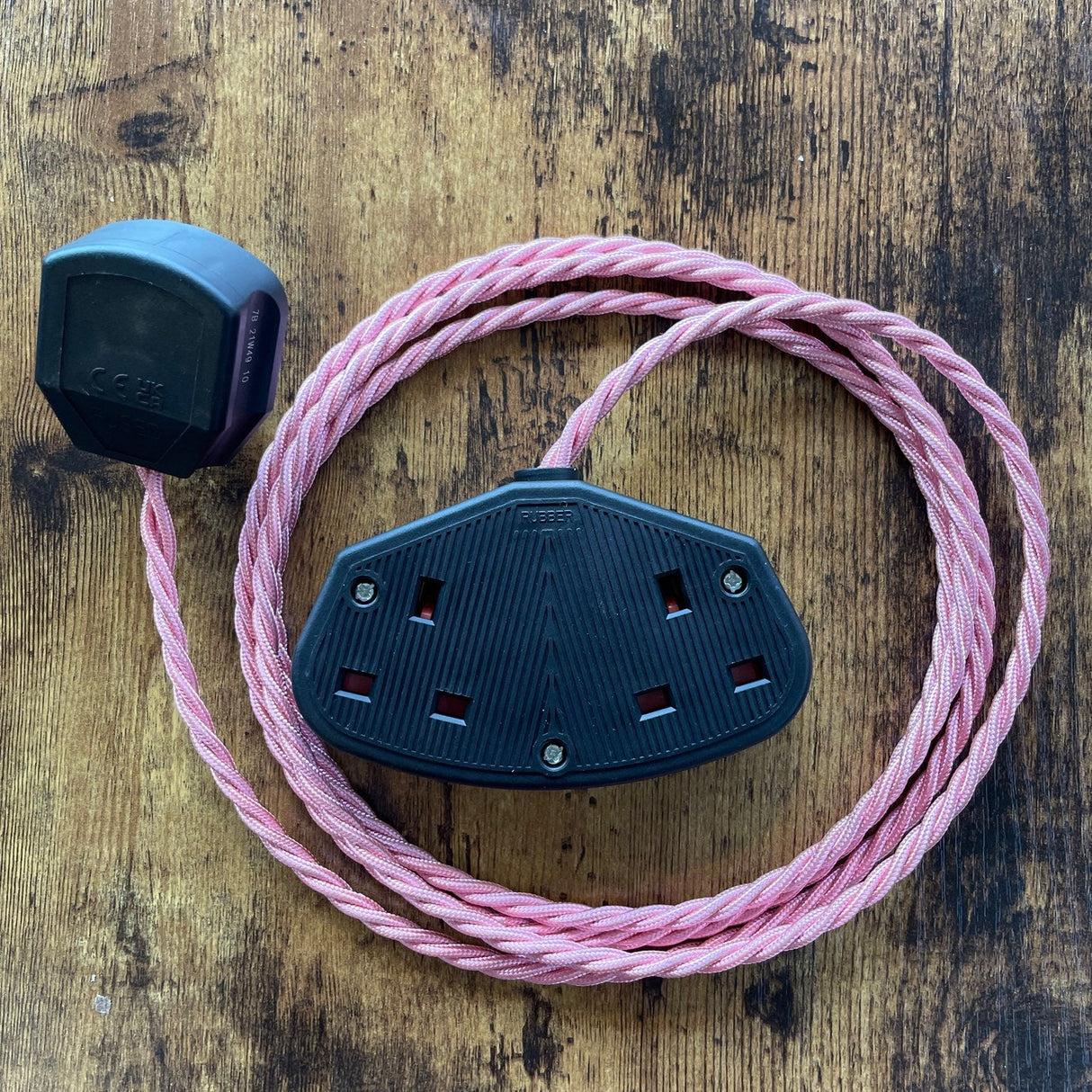 Coloured Fabric Decorative Extension Lead - Twisted Flex