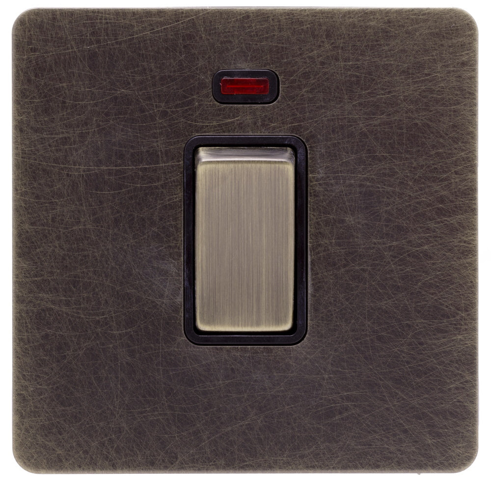 Screwless Antique Brass 20A Double Pole Switch - 1 Gang - The Georgian - Caradok