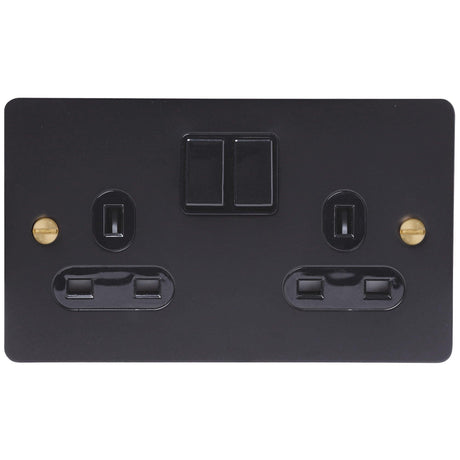 2G Matt Black Socket - Brass Screws - Caradok