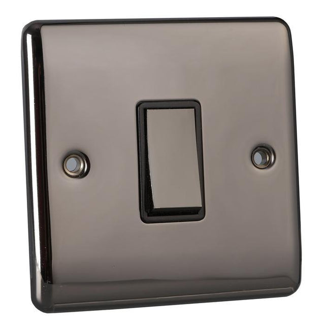 Caradok 1 gang 2 way intermediate switch black nickel, Metal Switch, black Insert - Caradok