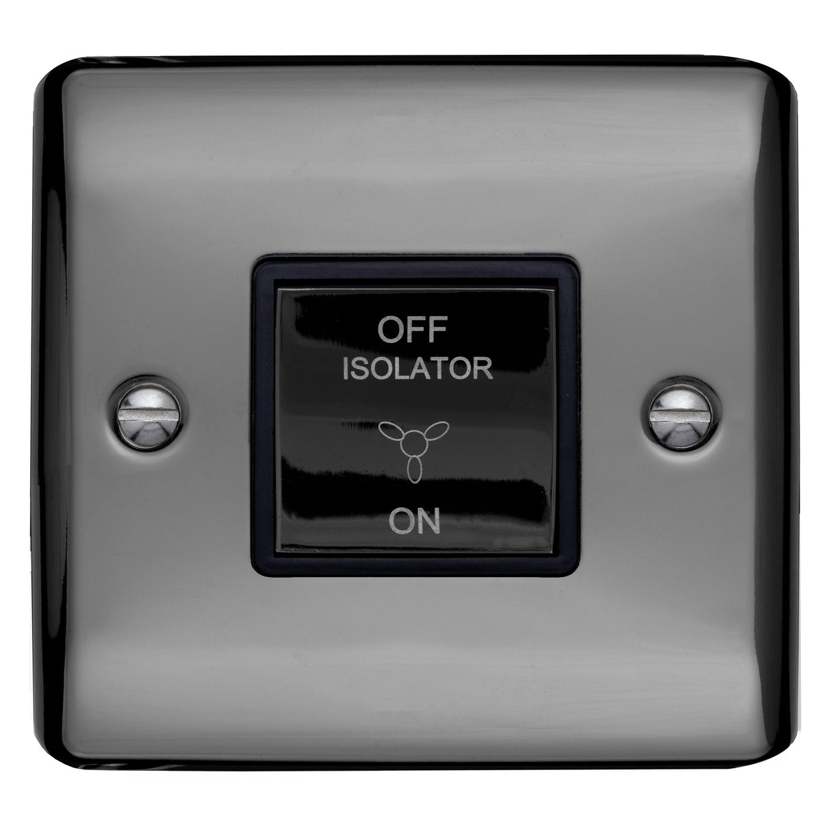 Caradok 1 gang 1 way 3-pole fan switch Black Nickel, Metal Switch - Caradok