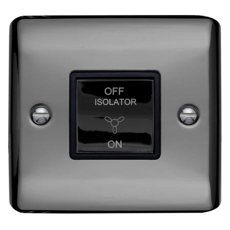 Caradok 1 gang 1 way 3-pole fan switch Black Nickel, Metal Switch - Caradok