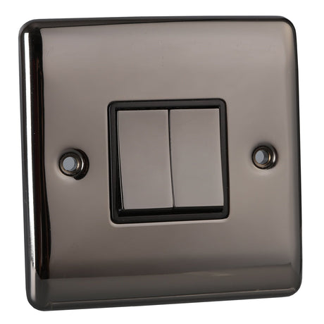 Caradok 2 Gang 2 Way Light Switch - Black Nickel - Caradok