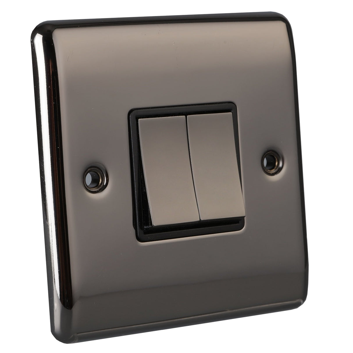 Caradok 2 Gang 2 Way Light Switch - Black Nickel - Caradok