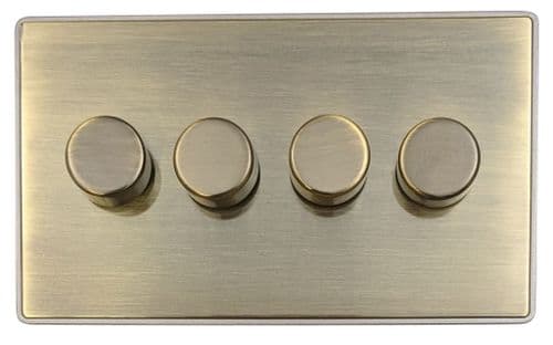 Caradok Screwless Vintage Brass 4 Gang Dimmer Switch