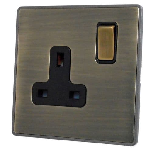 Caradok Screwless Vintage Brass 1 Gang 13A Switched Plug Socket