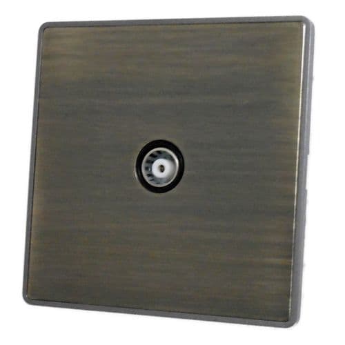 Caradok Screwless Vintage Brass 1 Gang TV Coax Socket Point