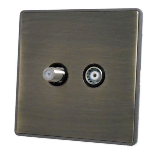 Caradok Screwless Vintage Brass 1 Gang TV Coax & Satellite Socket Point