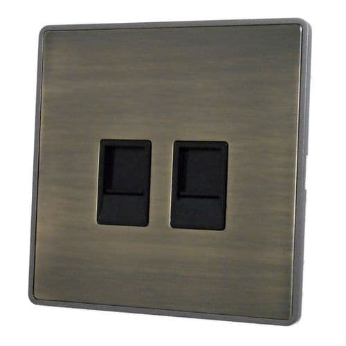 Caradok Screwless Vintage Brass 2 Gang RJ45 Cat5e Data Socket Point