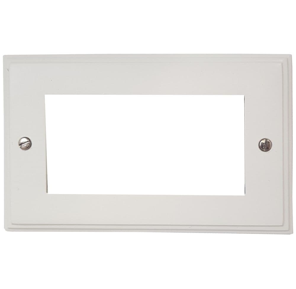 VW164 Victorian Plate Matt White 2 Gang 4 Euro Module Plate