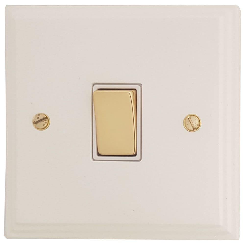 VW201-PB Victorian Plate Matt White 1 Gang 1 or 2 Way Rocker Light Switch