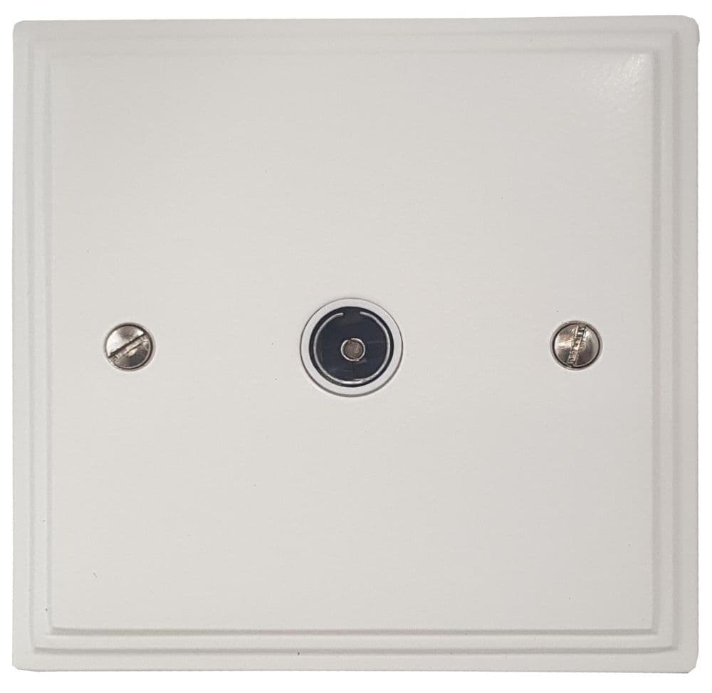 VW35W Victorian Plate Matt White 1 Gang TV Coax Socket Point