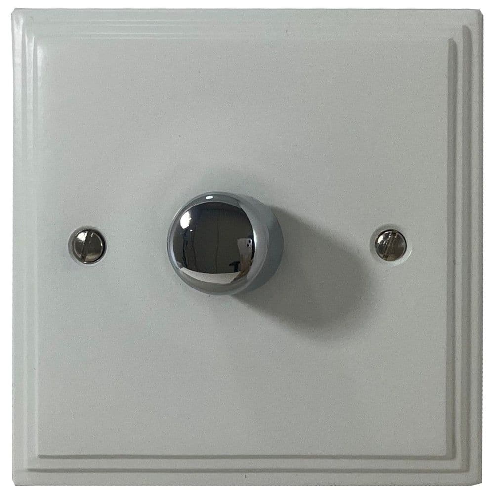 VW511-PC Victorian Plate Matt White 1 Gang 1 or 2 Way V-Pro LED Dimmer Switch