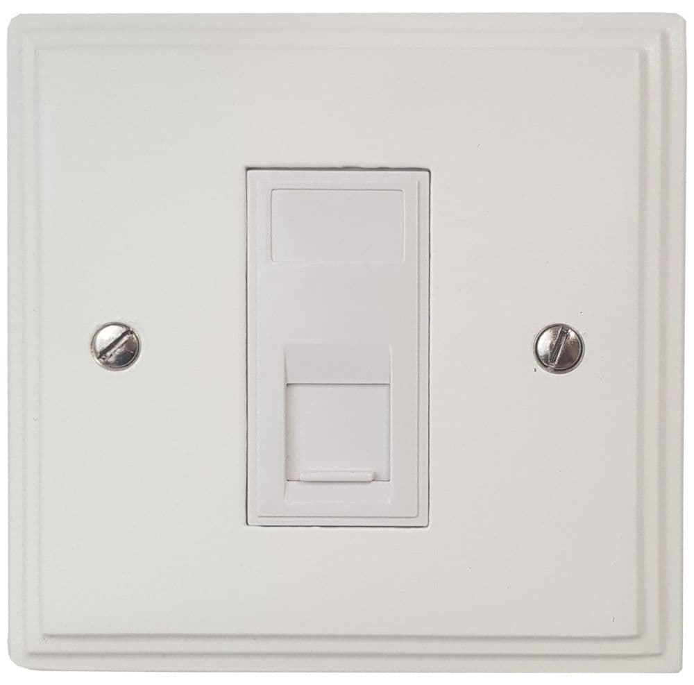 VW61W Victorian Plate Matt White 1 Gang RJ45 Cat5e Data Socket