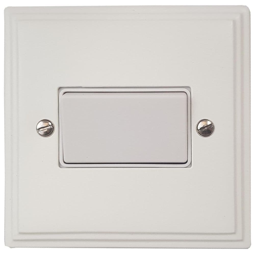 VW69W Victorian Plate Matt White 1 Gang Triple Pole 10A Fan Isolator Switch
