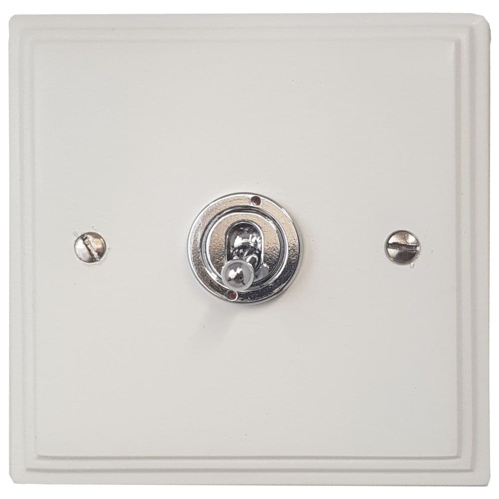 VW85A-PC Victorian Plate Matt White 1 Gang Intermediate Toggle Light Switch