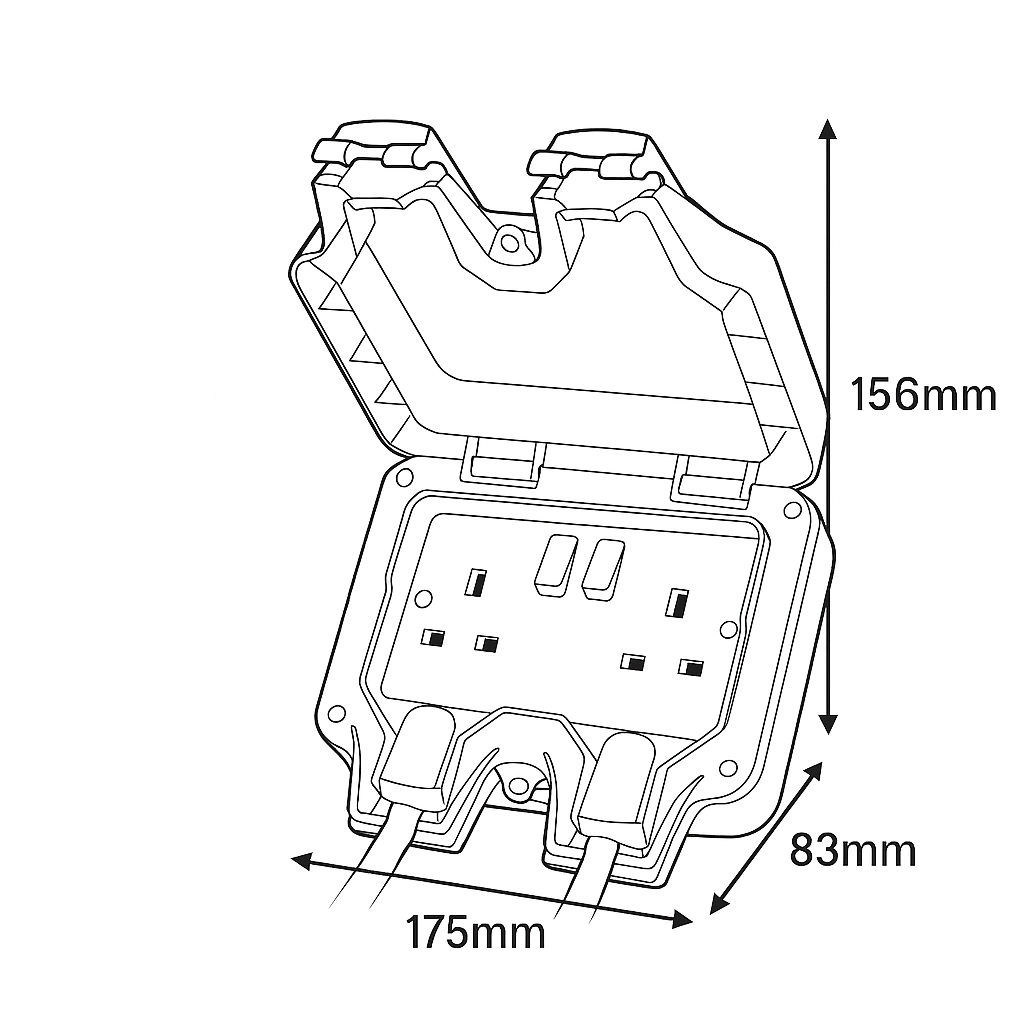 Caradok 2G 13A Switched Socket IP66