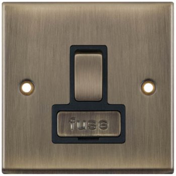 Selectric 7M-Pro Antique Brass 13A DP Switched Fused Connection Unit with Black Insert