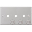 Selectric 5M Satin Chrome 2 Gang Triple Aperture Dimmer Plate with Matching Knobs