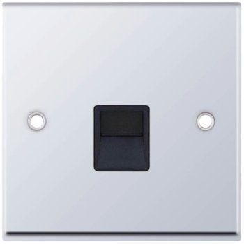 Selectric 7M-Pro Polished Chrome 1 Gang Telephone Master Socket with Black Insert