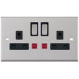 Selectric 7M-Pro Satin Chrome 2 Gang 13A DP Switched Socket with Neon and Black Insert