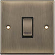 Selectric 7M-Pro Antique Brass 1 Gang 10A Push to Make Switch with Black Insert