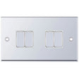 Selectric 7M-Pro Polished Chrome 4 Gang 10A 2 Way Switch with White Insert